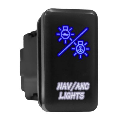 NAV ANC Lights Symbol Backlit Switch Older Model Push Button Compatible with Toyota (Blue/White/Surface Size 1.54 x 0.83 inches)