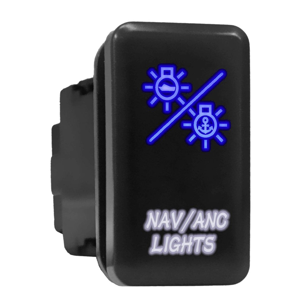 NAV ANC Lights Symbol Backlit Switch Older Model Push Button Compatible with Toyota (Blue/White/Surface Size 1.54 x 0.83 inches)