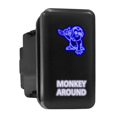 Monkey Around Symbol Backlit Switch Older Model Push Button Compatible with Toyota (Blue/White/Surface Size 1.54 x 0.83 inches)