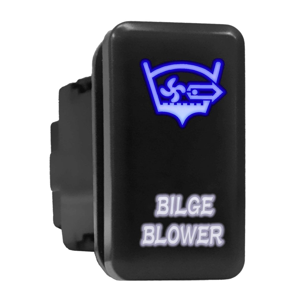 Bilge Blower Symbol Backlit Switch Older Model Push Button Compatible with Toyota (Blue/White/Surface Size 1.54 x 0.83 inches)