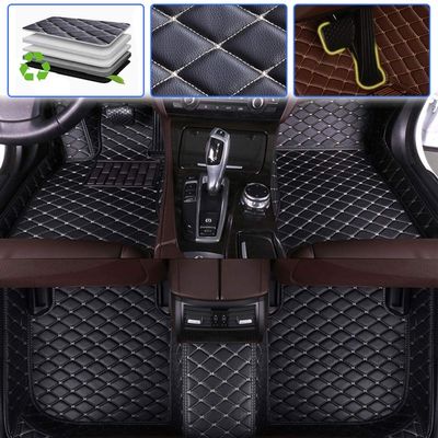 SureKit Car Floor Mats Compatible with Infiniti M45 2003-2010 Floor Liner Waterproof Anti-Skid Luxury Leather Full Coverage Liner Front Rear Mat/Set Black Beige
