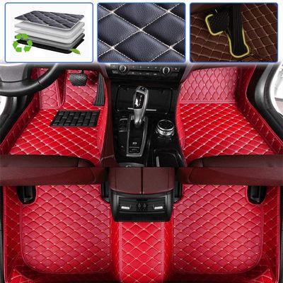 SureKit Custom Car Floor Mats for Jeep Wrangler 4-Door 2018 Floor Liner Waterproof Anti-Skid Luxury Leather Full Coverage Liner Front Rear Mat/Set red