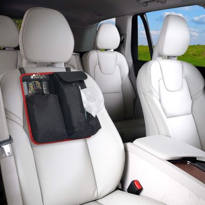 FH Group E-Z Travel Car Seat Back Organizer with Tissue Holder, for Baby Wipes Red
