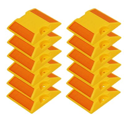 12 Pack Road Reflectors Reflective Pavement Marker, 4 by 4 inch Road Driveway Reflectors, Street Pavement & Asphalt Stud Markers for Speed Bumps Sidewalks Pedestrian Crossings Freeways and Driveways
