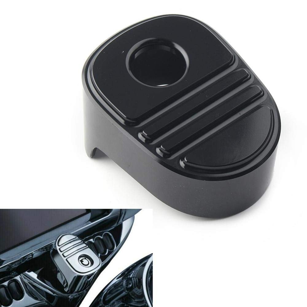 Three T Black Motorcycle Tri Line Ignition Switch Cover Cap Fit for Harley Touring Electra Glide Road Glide 2014-2019