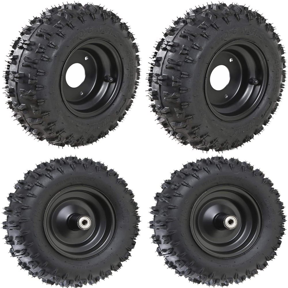 WPHMOTO 4 Sets of 4.10-6 Front and Rear Go Kart ATV Tubeless Tires with Rims for Scooter Quad Bikes 4 Wheelers