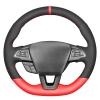 MEWANT Sew DIY Suede and Red Leather Steering Wheel Cover for Ford Focus (ST | RS) 2015-2018/ Focus ST RS Steering Wheel Cover view 1