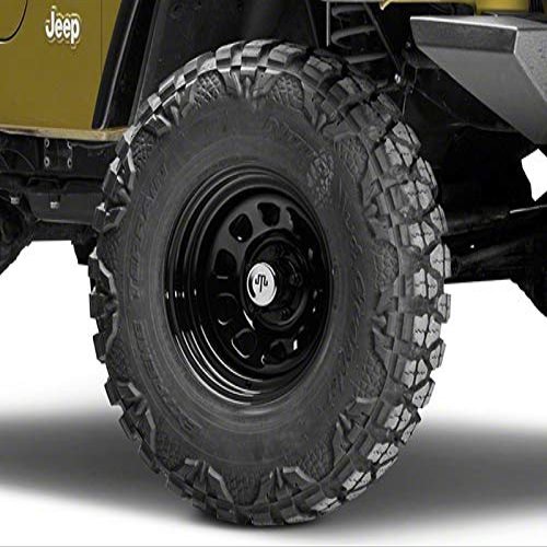 Mammoth D Window Black Wagon Wheel Edition Steel Wheel; 15x8; -19mm Offset Compatible For 97-06 Jeep Wrangler TJ