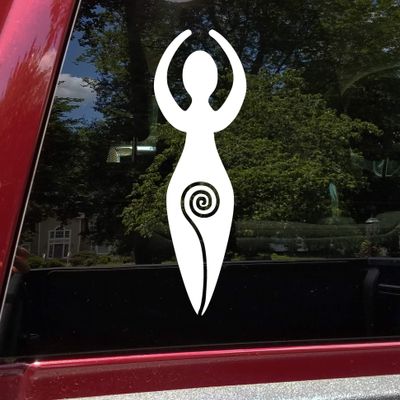 Spiral Goddess Vinyl Sticker - Divine Feminine Pagan Symbol - Die Cut Decal - 8w x 22.5h inches - White