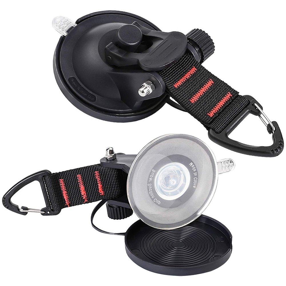 CONBOLA Suction Cups Hooks Heavy Duty Camper Accessories Car Camping Essentials Tie Down 2 Pieces Suction Cup with Securing Hook Strong Power for Car Awning Boat SUV Tent Window Glass.(2 pcs)