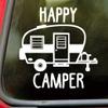 Turquoise - Happy Camper Vinyl Decal - Camping Travel RV - Die Cut Decal - 15w x 16.5h inches view 2
