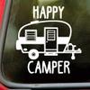 Burgundy - Happy Camper Vinyl Decal - Camping Travel RV - Die Cut Decal - 15w x 16.5h inches view 2