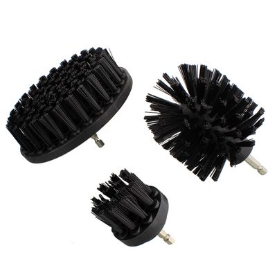 ABN Nylon Scrubber Drill Attachment Cleaning Brush 3pc Set Black Hard Bristles for 1/4in Power Drill, Tough Outdoor Jobs