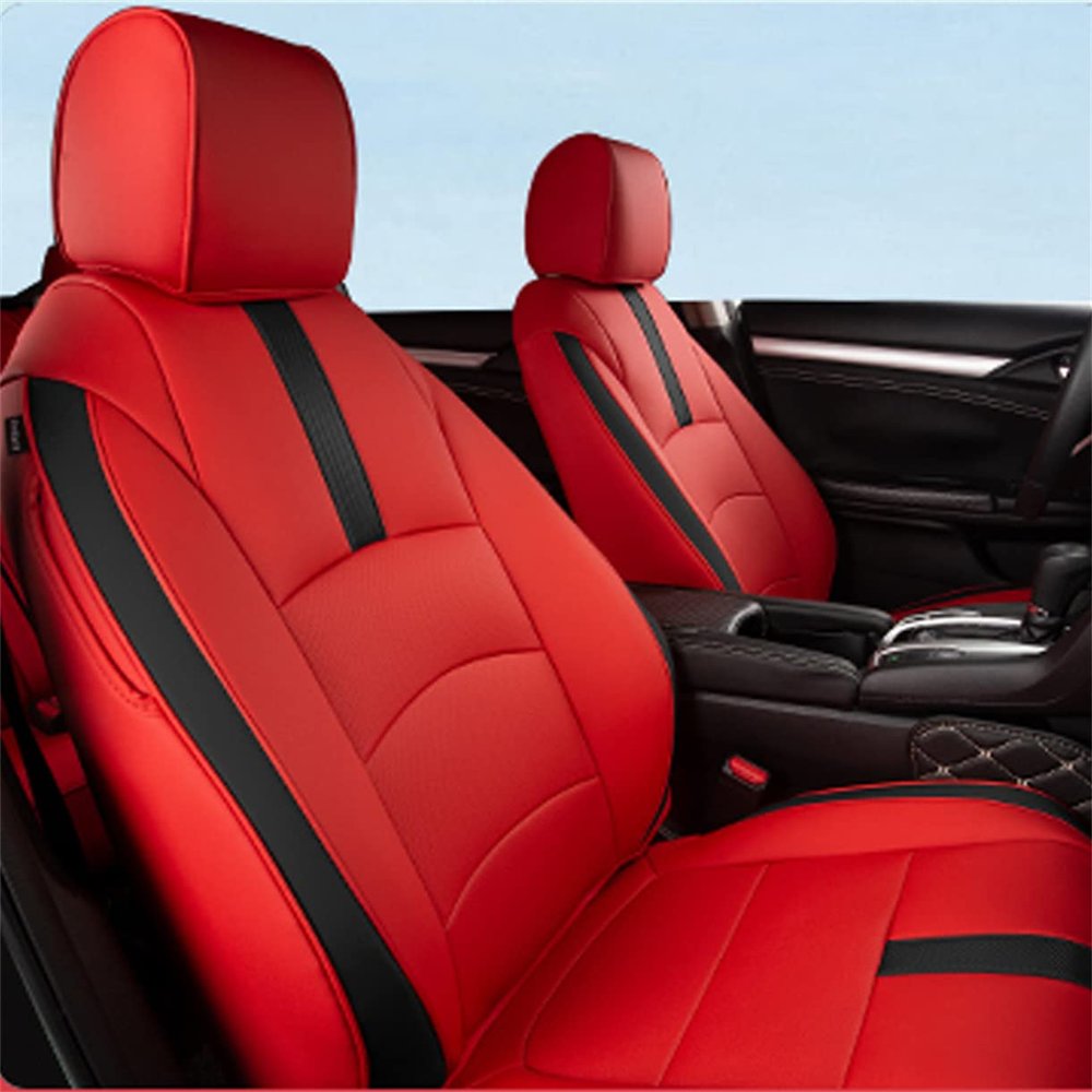 Custom Full Set Seat Covers for Carens 2007-2011 7-seat no Convex Corner Leather Car Seat Cushion Protector Red-Black