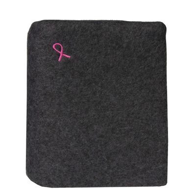 The Breast & Chest Buddy Seatbelt Cushion for Open Heart Surgery and Chest Reconstruction Sites- Charcoal with Small Breast Cancer Ribbon