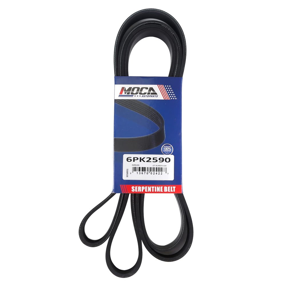 MOCA 6PK2590 EPDM Serpentine Belt fit 06-10 for Ford Mustang 4.6L & for Hyundai Sonata 2.4L & 06-10 for Kia Optima 2.4L & 94-96 for GMC C1500 6.5L