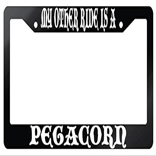 Dots Gifts My Other Ride is A Pegacorn Glossy Black Plastic License Plate Frame Fantasy
