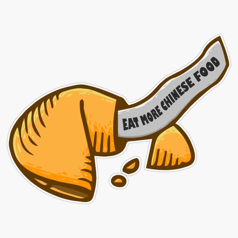 Funny Chinese Food Fortune Cookie Take Out Chopsticks Sticker Vinyl Bumper Sticker Decal Waterproof 5"