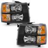 CNNELL Headlights Assembly Compatible with 2007 2008 2009 2010 2011 2012 2013 2014 Chevy Silverado Headlight Replacement Lamp(Clear lens Black Housing Amber Reflector) view 1