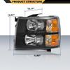 CNNELL Headlights Assembly Compatible with 2007 2008 2009 2010 2011 2012 2013 2014 Chevy Silverado Headlight Replacement Lamp(Clear lens Black Housing Amber Reflector) view 2