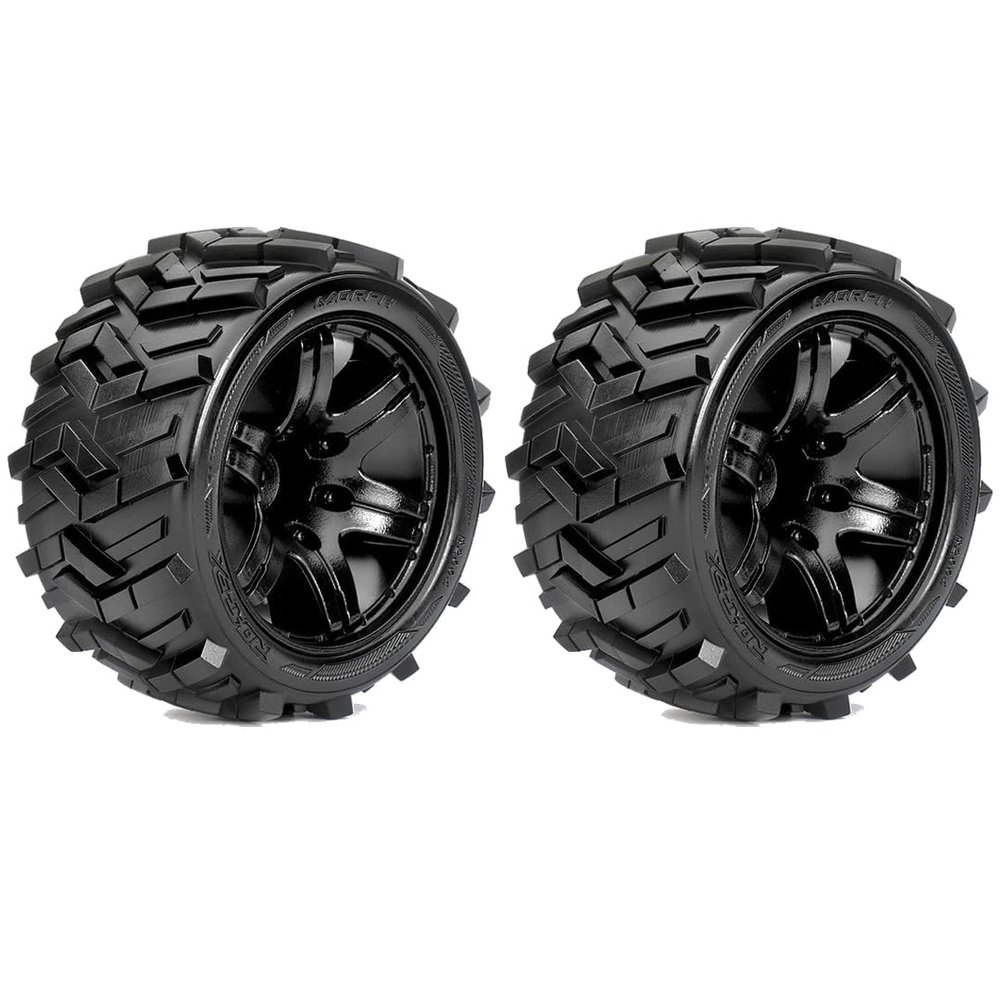 ROPR2004-B2 Morph 1/10 Stadium Truck Tire Black Wheel 1/2 Offset