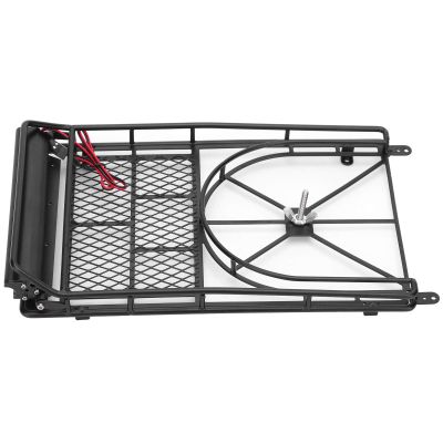 RC Roof Rack, Durable Metal with Spare Tire Mount and 10 LED Light Bars, 1/10 Scale RC Crawler Accessory for Off-Road Trail Exploration and Competition Crawling