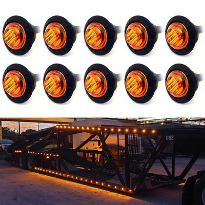 KEING Mini Small Round 3/4 Inch 12V Amber LED Button Clearance Lamp Universal Side Marker Indicator Lights Waterproof Marine Truck Trailer Bus ATV RV Lorry Van Caravan