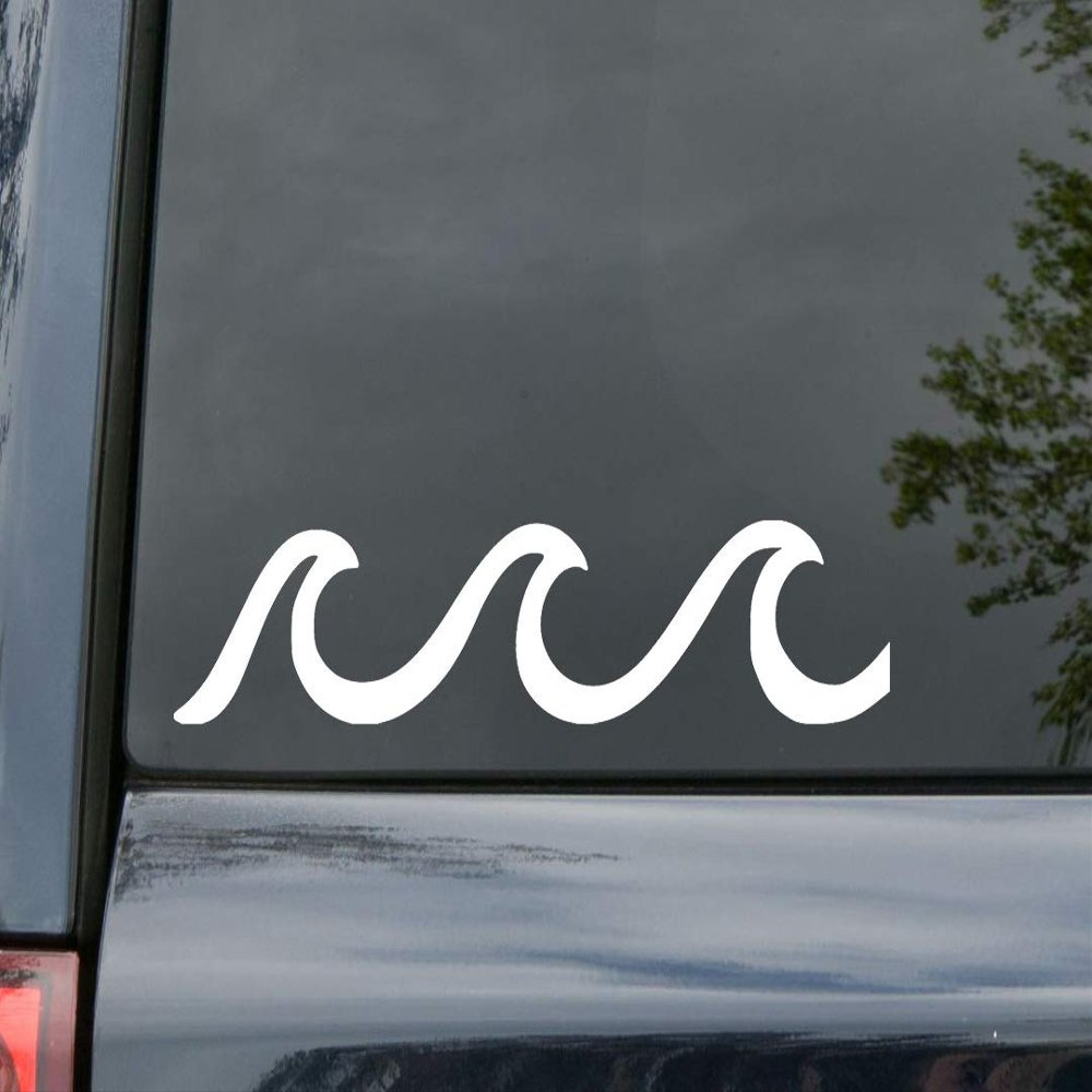 Minglewood Trading Sky Blue - Waves Vinyl Decal - Beach Water Surfing Summer Swimming - Die Cut Sticker - 16w x 4h inches