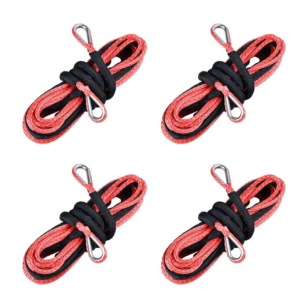 Anzios 3/16 Inch Synthetic Winch Rope Extension 7500LBS (4X, Red)