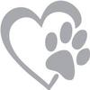 Silver Decaltor Heart with Dog PAW Puppy Love Decal Vinyl Sticker|Cars Trucks Walls Laptop|5'' X 5'' view 1