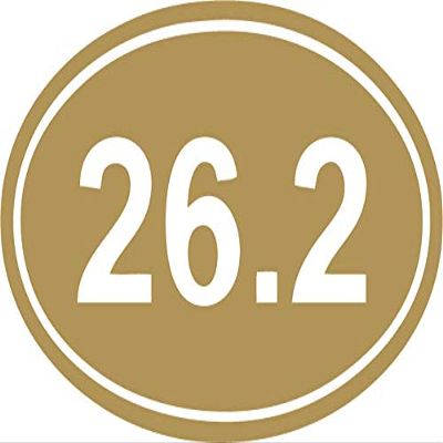 Decaltor 26.2 Marathon Oval Vinyl Decal, Gold, 5 x 3 in, Car Window Sticker