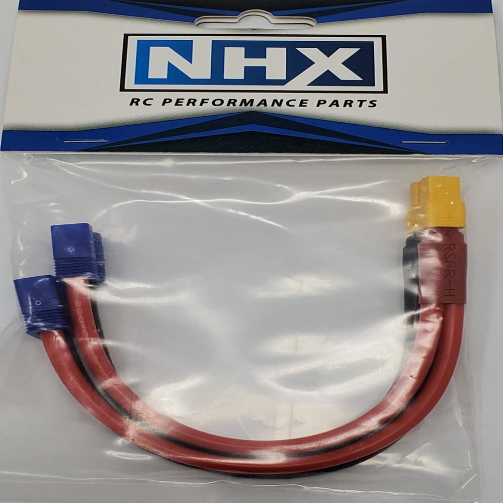 NHX XT60 Female to 2 EC3 Male Parallel 12 AWG 6" Silicone Wire Harness
