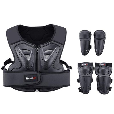 StarknightMT Kids Motorcycle Armor Suit Dirt Bike Gear, Youth Riding Protective Gear Chest Protector for Motocross Cycling Skateboard,Skiing,Skating,Off-Road (Black)