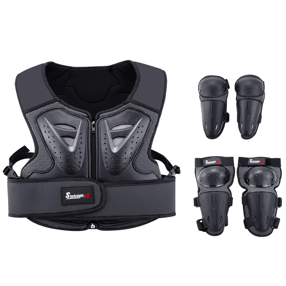 StarknightMT Kids Motorcycle Armor Suit Dirt Bike Gear, Youth Riding Protective Gear Chest Protector for Motocross Cycling Skateboard,Skiing,Skating,Off-Road (Black)