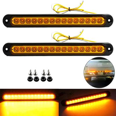 2 Pack 10" 15 LED Trailer Identification Light 9 to 30-volt, LED Turn Signal Stop Tail Lights Bar Strip Truck Rear Marker Lights IP67 Waterproof for Heavy Duty Marine Boats Trailers Trucks Pickups