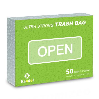 K KNODEL Drawstring Trash Bags, Perfect for Car Trash Can with Lid, and for Car Trash Can with Zipper, Ultra Strong Garbage Bags, 3 Gallon, 50 Count
