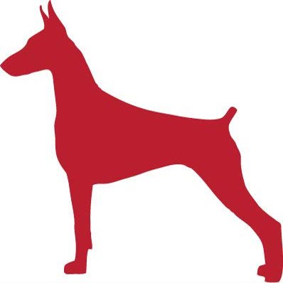 Decaltor Red Doberman Silhouette Dog Decal Sticker Peel and Stick Sticker Graphic Auto, Wall, Laptop, Cell, Truck Sticker for Windows, Cars, Trucks
