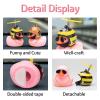wonuu Pink Duck Car Dashboard Decorations Rubber Duck Car Ornaments Cool Duck with Propeller Helmet Sunglasses Gold Chain view 2