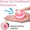 wonuu Pink Duck Car Dashboard Decorations Rubber Duck Car Ornaments Cool Duck with Propeller Helmet Sunglasses Gold Chain view 3