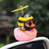 wonuu Pink Duck Car Dashboard Decorations Rubber Duck Car Ornaments Cool Duck with Propeller Helmet Sunglasses Gold Chain view 4