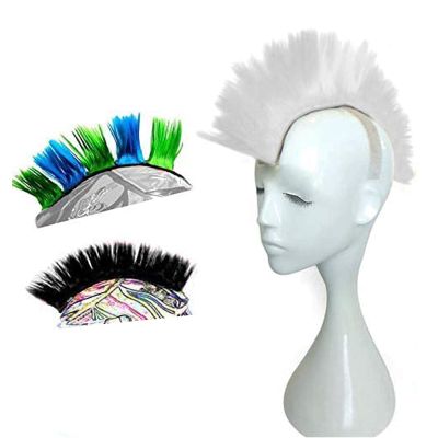 HHongJM Helmet Hawks Motorcycle Helmet Mohawk Synthetic Wigs for Bicycle/Almost Helmet/Stick Reusable Design (White) (Helmet Not Included)