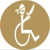 Decaltor Gold Handicap Pirate in Wheelchair Funny Sticker 5" X 3" Vinyl Decal -Funny Laptop, Phone, Tablet Vinyl Decal Sticker,Bumper Sticker view 1