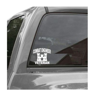 Edward & Co Sticker Combat Engineer Veteran Decal United States Army Military for Car Truck Window Laptop Bumper US Flag 4.5 x 3.0 in (White)