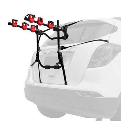 Bike Trunk Mount Rack, Car Bike Rack, Trunk or Hitch Carrier, Can Mount 3 Bicycles, Iron Round Tube Frame, ABS Plastic Connection Structure, Alloy Buckles & Iron Hooks Covered for 26"-29" Wheel