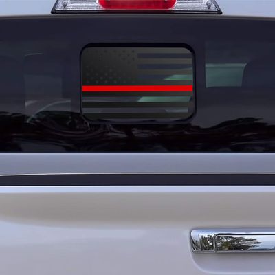 Bogar Tech Designs Precut Rear Middle Window American Flag Vinyl Decal Compatible with Ford Ranger 2018-2025, Thin Red Line