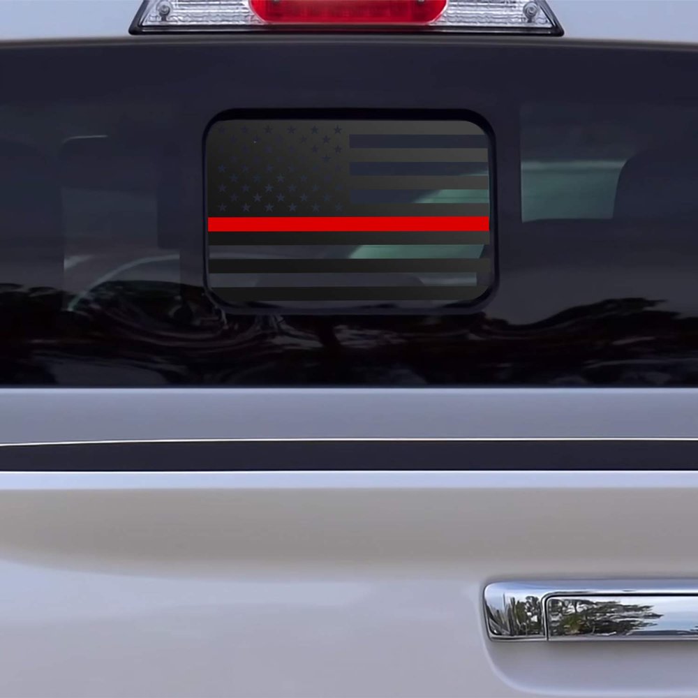 Bogar Tech Designs Precut Rear Middle Window American Flag Vinyl Decal Compatible with Ford Ranger 2018-2025, Thin Red Line