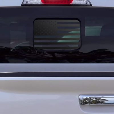 Bogar Tech Designs Precut Rear Middle Window American Flag Vinyl Decal Compatible with Ford Ranger 2018-2025, Matte Black