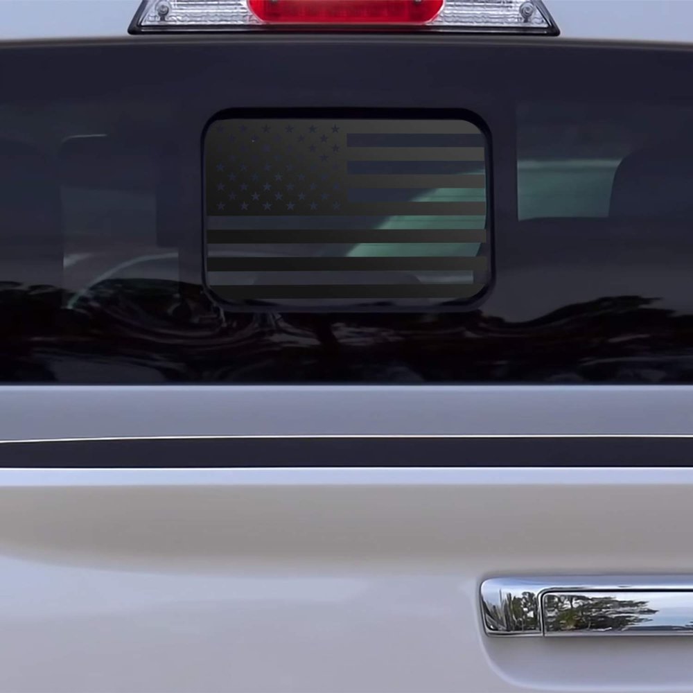 Bogar Tech Designs Precut Rear Middle Window American Flag Vinyl Decal Compatible with Ford Ranger 2018-2025, Matte Black