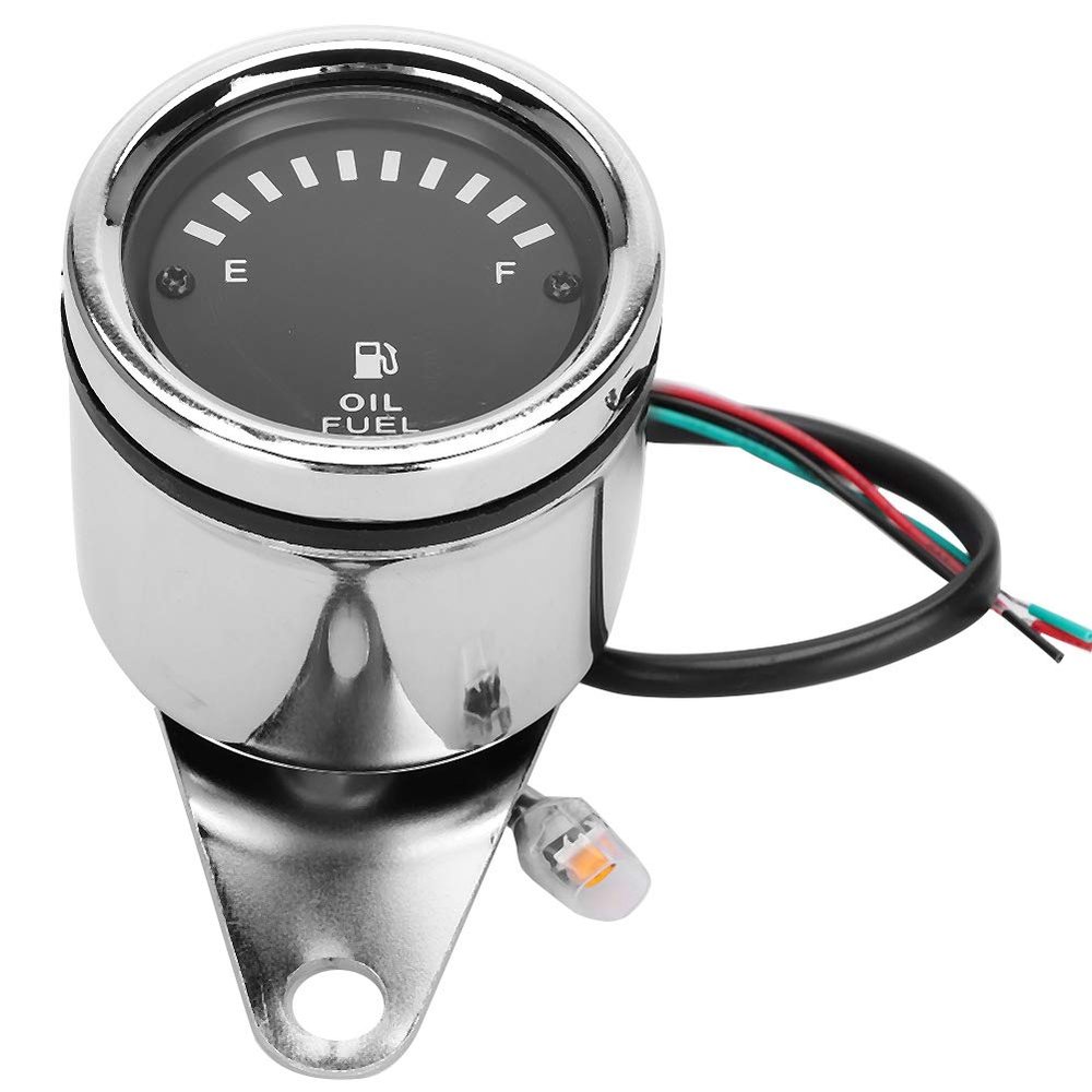 Fuel Gauge,DC 12V Universal Motorcycle Car Silver LED Display Electric Fuel Gauge Electronic Oil Meter Gauge