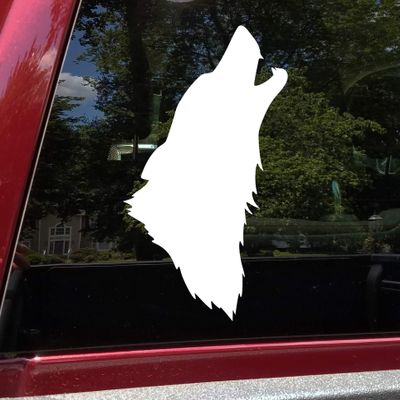 Minglewood Trading Howling Wolf Head Vinyl Decal - Wild Animal Timber Canine - Die Cut Sticker - 9w x 15h inches - Yellow